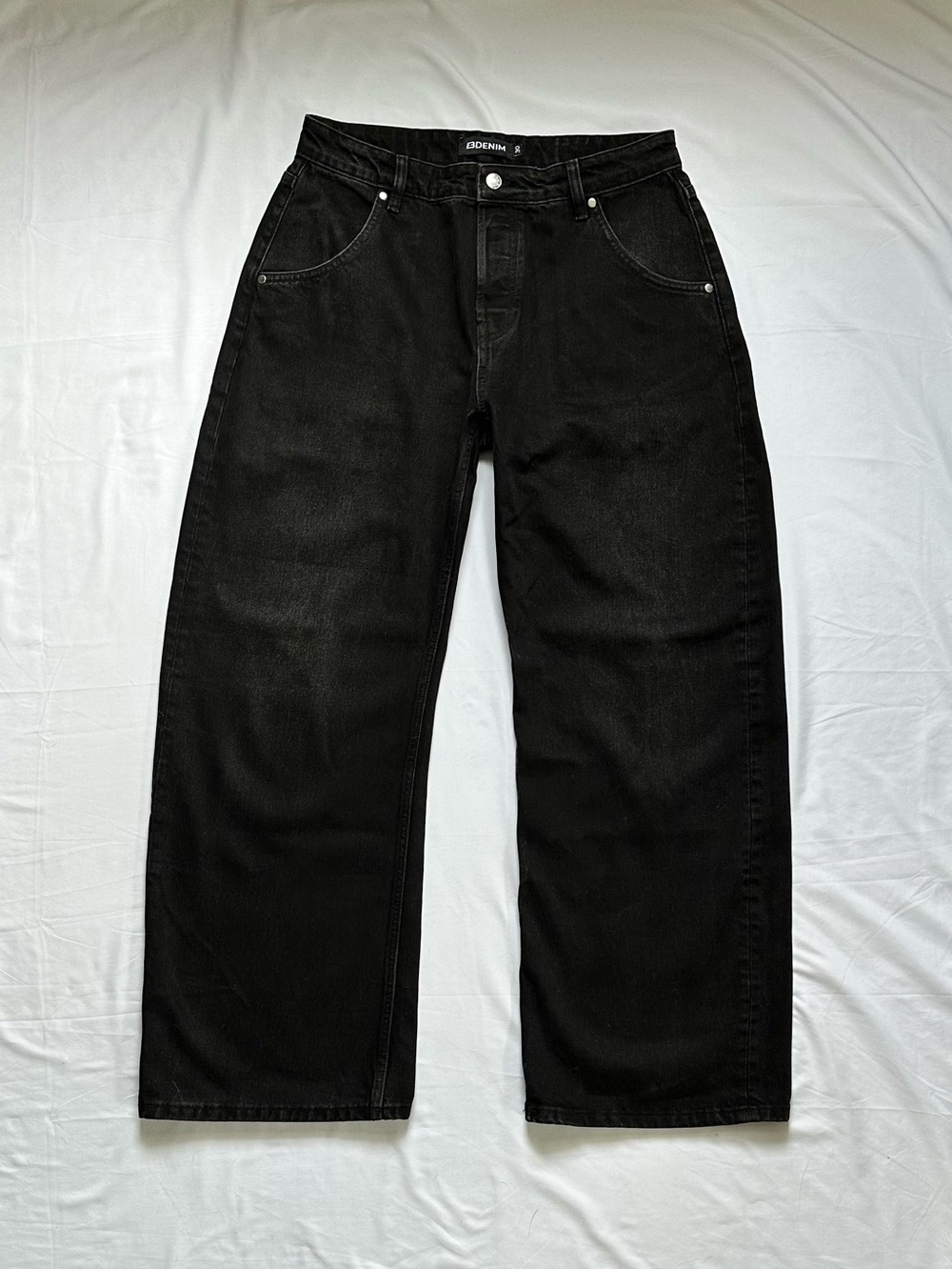 EB Denim Black Wide-Leg Midrise Jeans